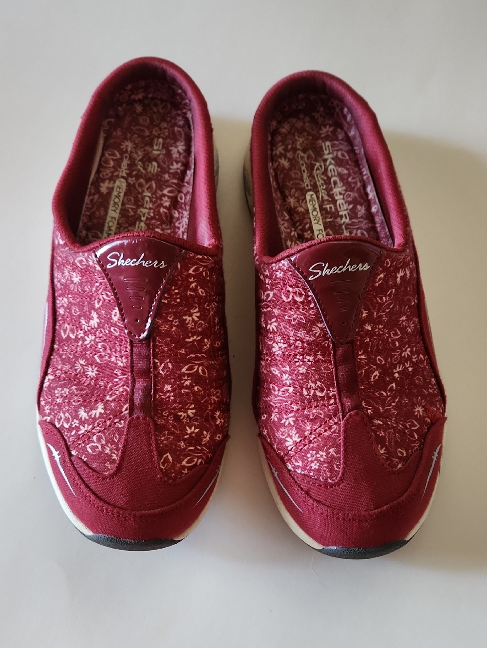 Skechers Women's Slip-On Sneakers - Burgundy Floral Print